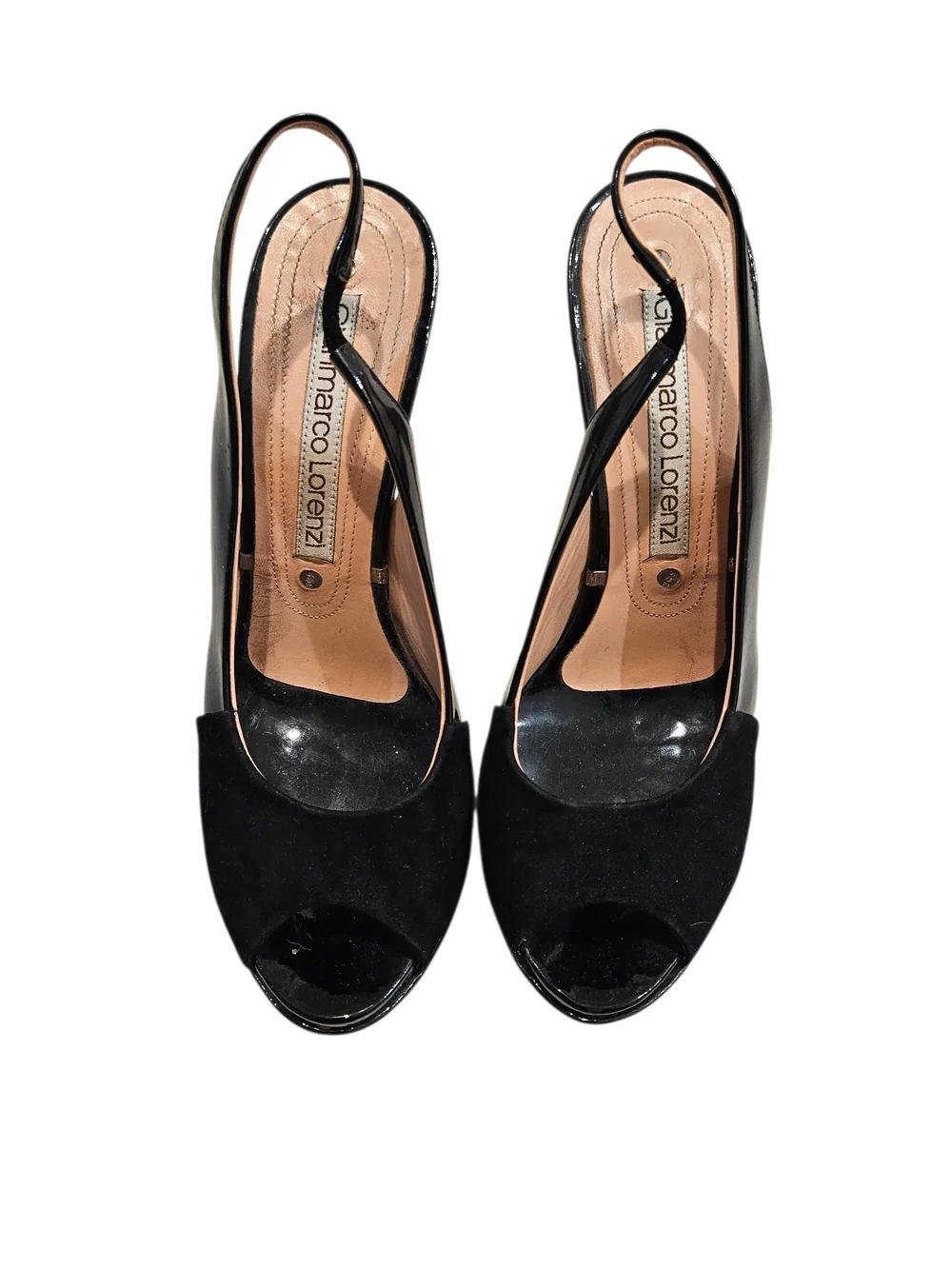 Gianmarco Lorenzi Black Ultra high platform Y2K Slingback Stillettos Size 39